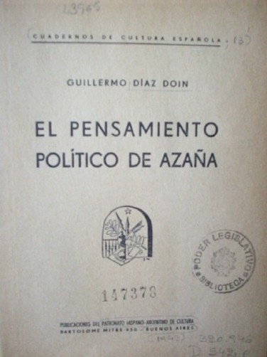 El pensamiento político de Azaña