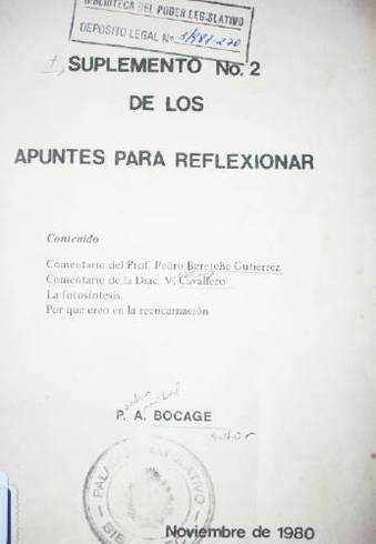 Suplemento Nº 2 de los apuntes para reflexionar