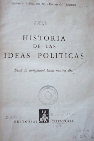 Historia de las ideas políticas : desde la antigüedad hasta nuestros días