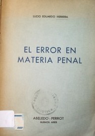 El error en materia penal