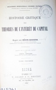Histoire critique des théories de l'intérèt du capital