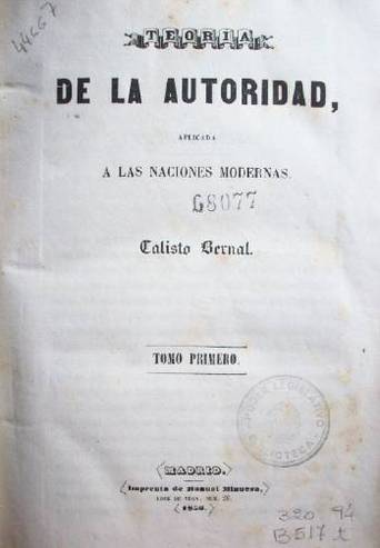 Teoría de la autoridad, aplicada a las naciones modernas