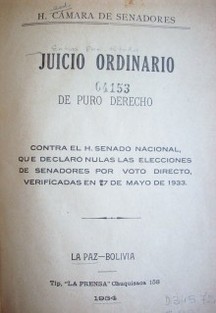 Juicio ordinario de puro derecho
