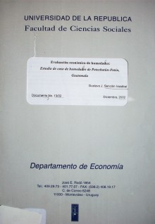 Evaluación económica de humedales : estudio de caso de humedales de Petexbatún-Petén, Guatemala