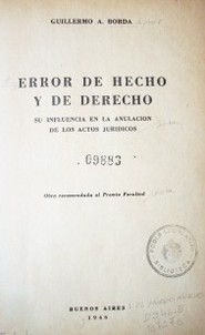 Error de hecho y de derecho su influencia en la anulación de los actos jurídicos