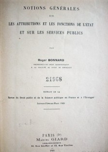 Notions générales sur les attributions et les fonctions de l'état et sur les services publics