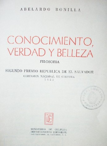 Conocimiento, verdad y belleza : filosofía