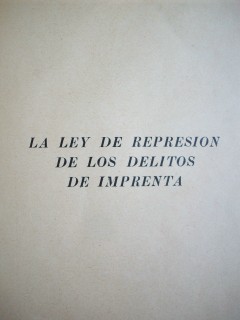 La ley de represión de los delitos de imprenta