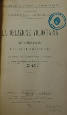 La oblazione volontaria nel codice penale e nelle leggi speciali