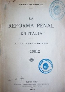 La reforma penal en Italia : el proyecto de 1921