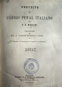 Proyecto de Código Penal italiano... Catálogo en línea