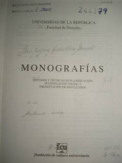 Monografías : métodos y técnicas de planificación, investigación social y presentación de resultados