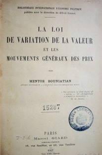 La loi de variation de la valeur et les mouvements généraux des prix