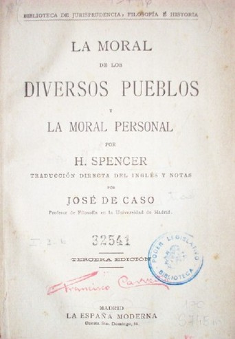 La moral de los diversos pueblos y la moral personal