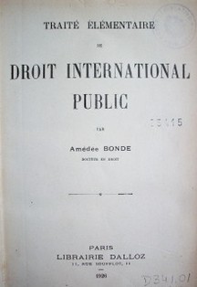 Traité élémentaire de Droit International Public