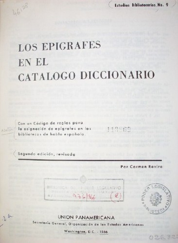 Los epígrafes en el catálogo diccionario