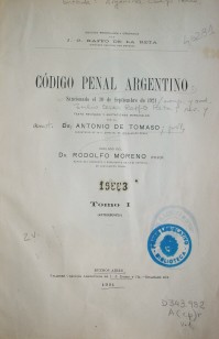 Código Penal argentino : sancionado el 30 de septiembre de 1921