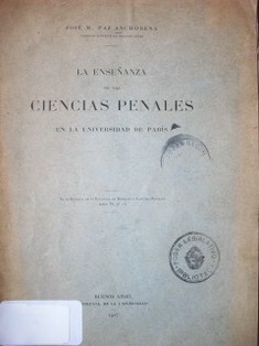 La enseñanza de la ciencias penales en la Universidad de París