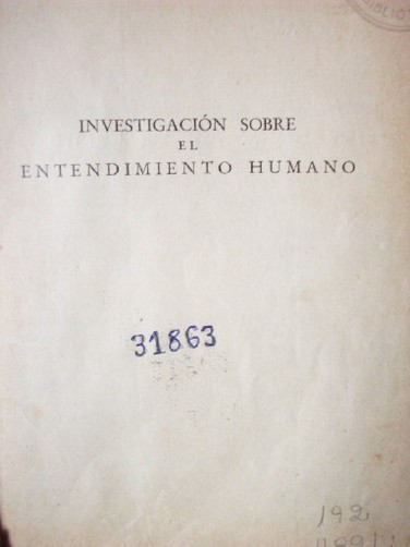 Investigación sobre el entendimiento humano