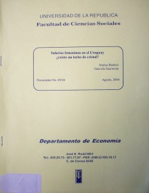 Salarios femeninos en el Uruguay ¿existe un techo de cristal?