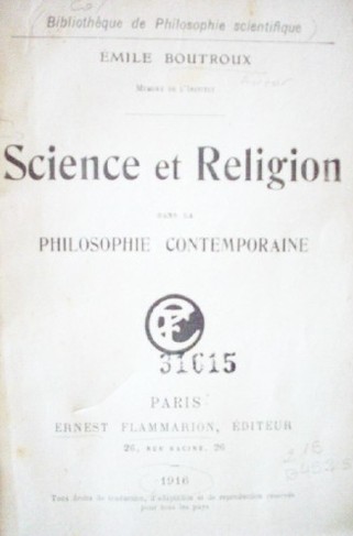 Science et religion dans la philosophie contemporaine