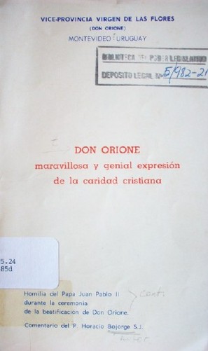 Don Orione maravillosa y genial expresión de la caridad cristiana