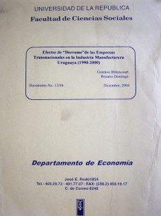 Efectos de "derrame" de las empresas transnacionales en la industria manufacturera uruguaya (1990-2000)
