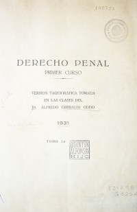 Derecho Penal : primer curso