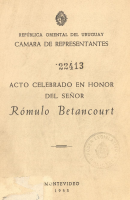 Acto celebrado en honor del señor Rómulo Betancourt