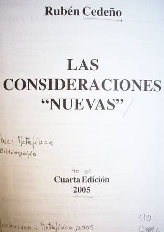 Las consideraciones "nuevas"