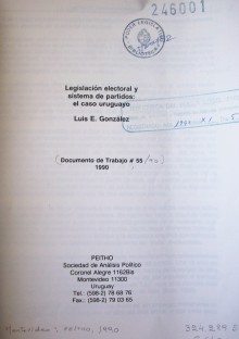 Legislación electoral y sistema de partidos : el caso uruguayo