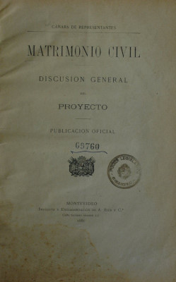 Matrimonio civil : discusión general del proyecto