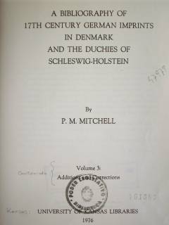 A bibliography of 17th. century german imprints in denmark and the duchies of schleswig-holstein