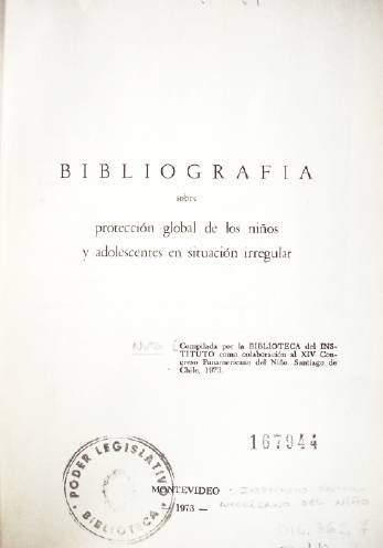 Bibliografia sobre protección global de los niños y adolescentes en situación irregular