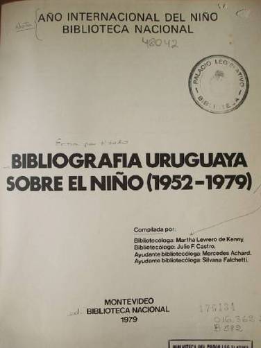 Bibliografía uruguaya sobre el niño (1952-1979)