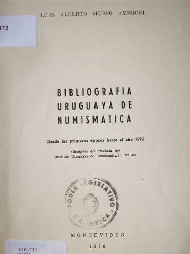 Bibliografía uruguaya de numismática