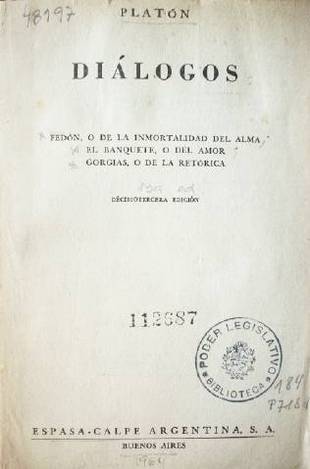 Diálogos : Fedón, o de la inmortalidad del Alma