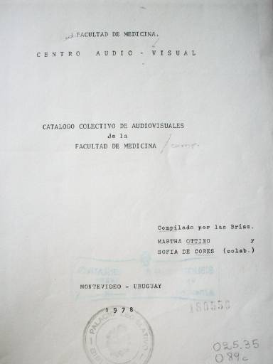 Catálogo colectivo de audiovisuales de la Facultad de Medicina