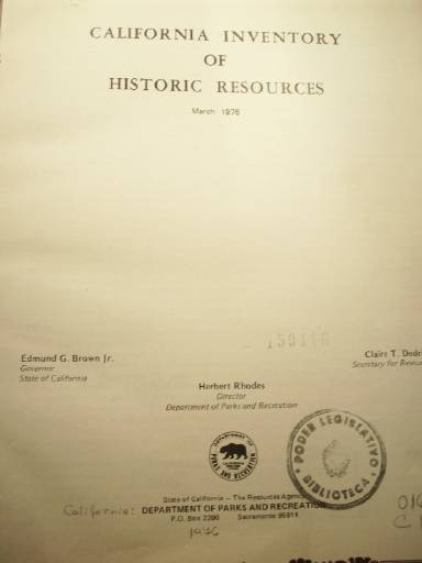 California inventory of historic resources