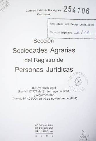 Sección Sociedades Agrarias del Registro de Personas Jurídicas