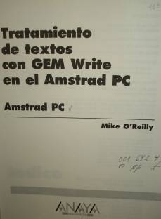 Tratamiento de textos con GEM WRITE en el Amstrad PC