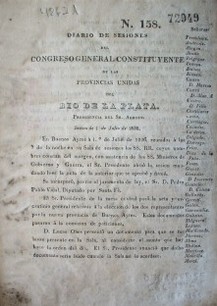 Diario de sesiones del Congreso General Constituyente de las Provincias Unidas del Río de la Plata : sesiones 158-170