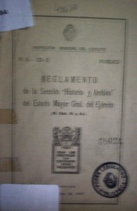 Reglamento de la sección "Historia y Archivo" del Estado Mayor Gral del Ejército