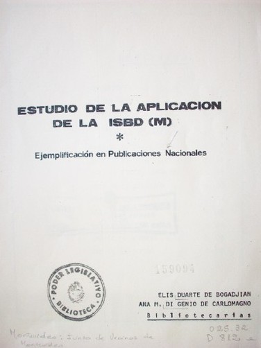 Estudio de la aplicación de la ISBD (M) : ejemplificación en publicaciones nacionales