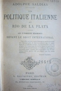 La politique italienne au Rio de la Plata