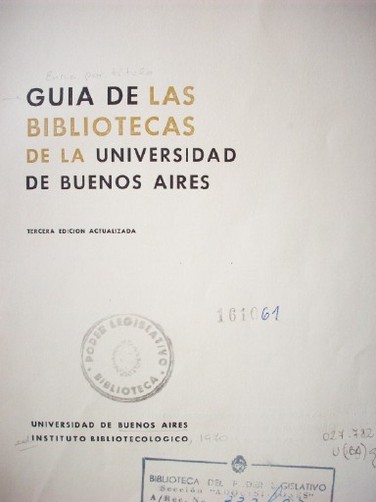Guía de las bibliotecas de la Universidad de Buenos Aires