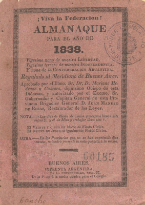 Almanaque para el a&ntilde;o de 1838 : &iexcl;Viva la Federaci&oacute;n!