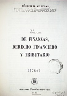 Curso de finanzas, derecho financiero y tributario