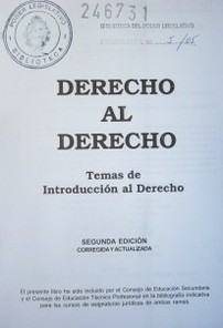 Derecho al Derecho : temas de introducción al Derecho