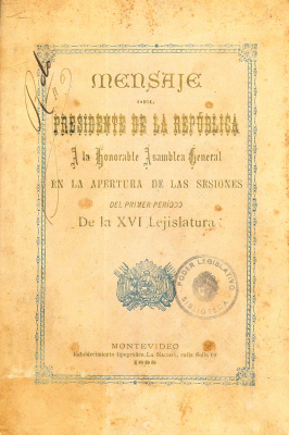 Mensaje del Presidente de la República a la Honorable Asamblea General en la apertura de las sesiones del 1er. período de la XVI Legislatura